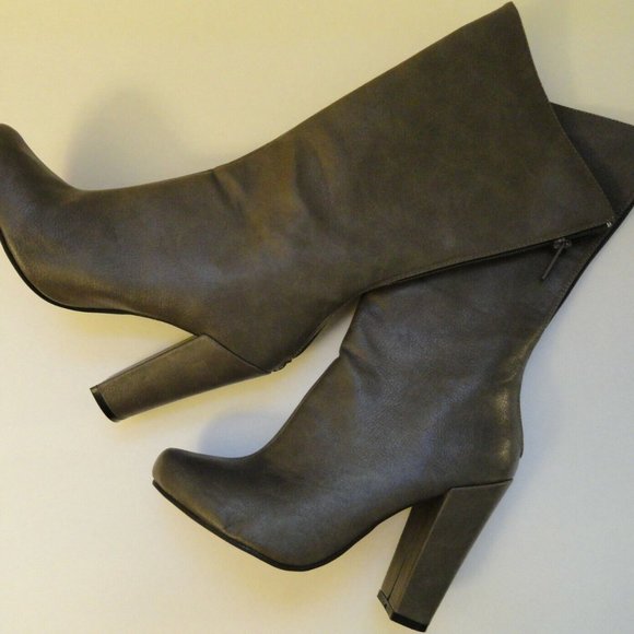 Michael Antonio Solange Grey Chunky Heel Boots Size US 8.5 - Picture 2 of 7